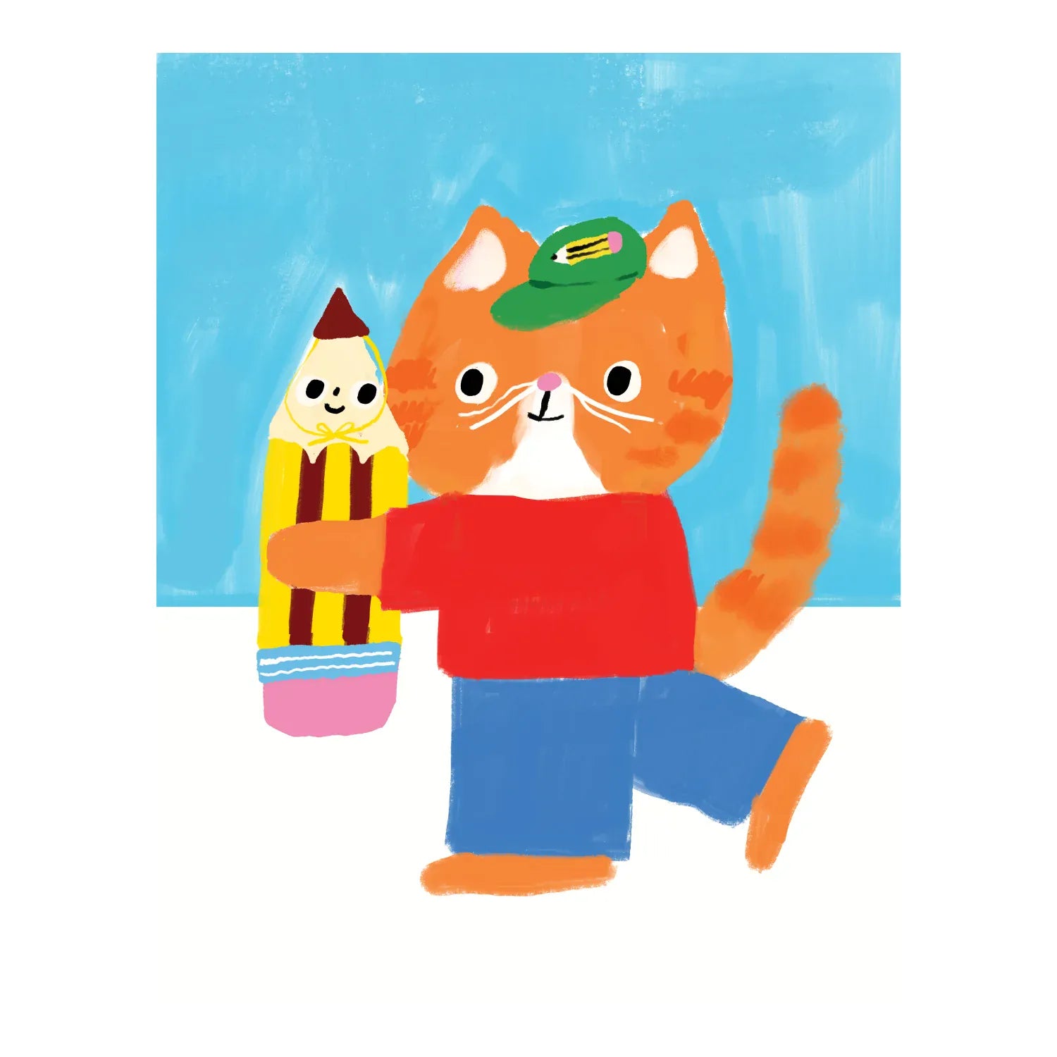 Stationery Store Day Paper Cat and Pencil Besties Everyday Card