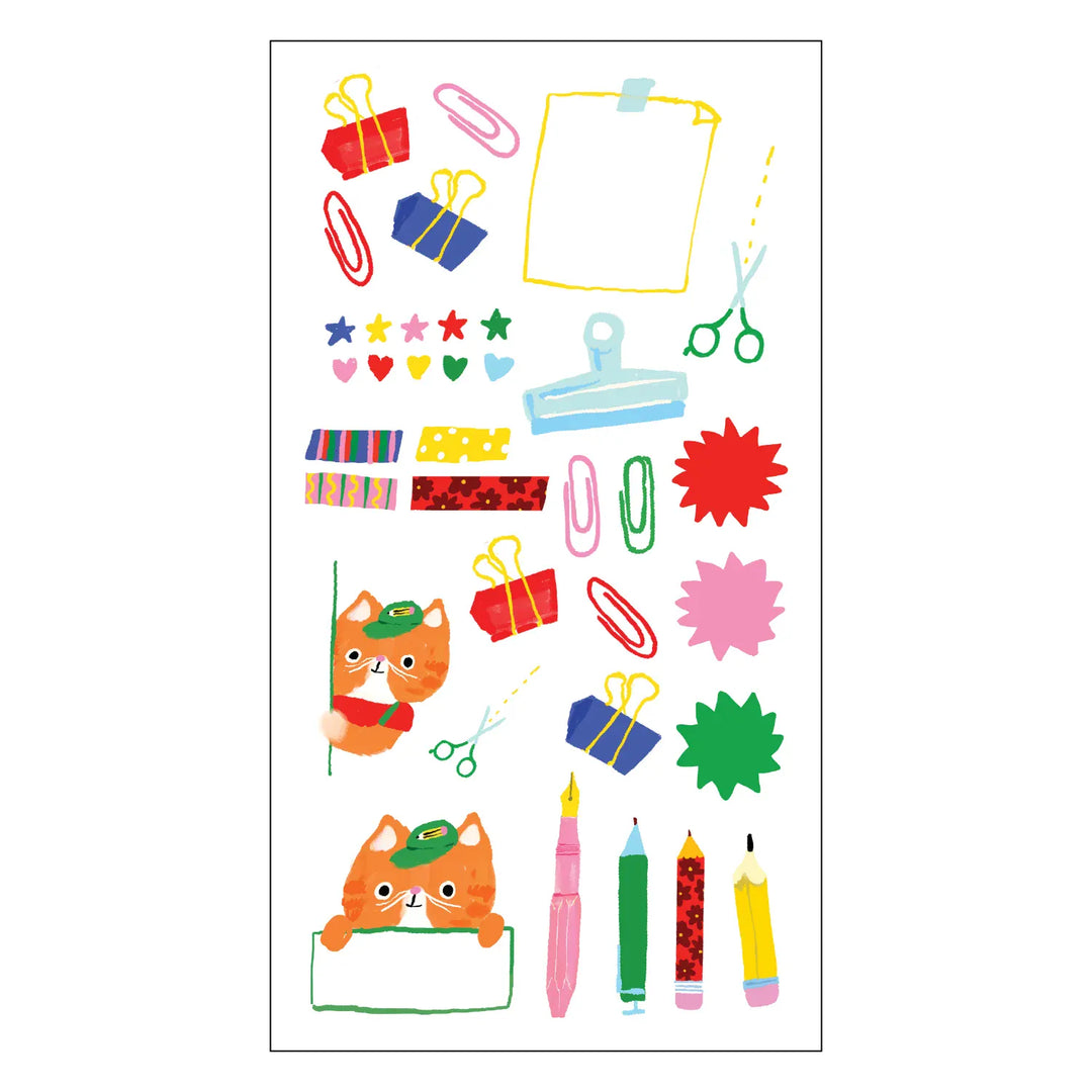 Stationery Store Day Paper Cat Cashier Sticker Sheet