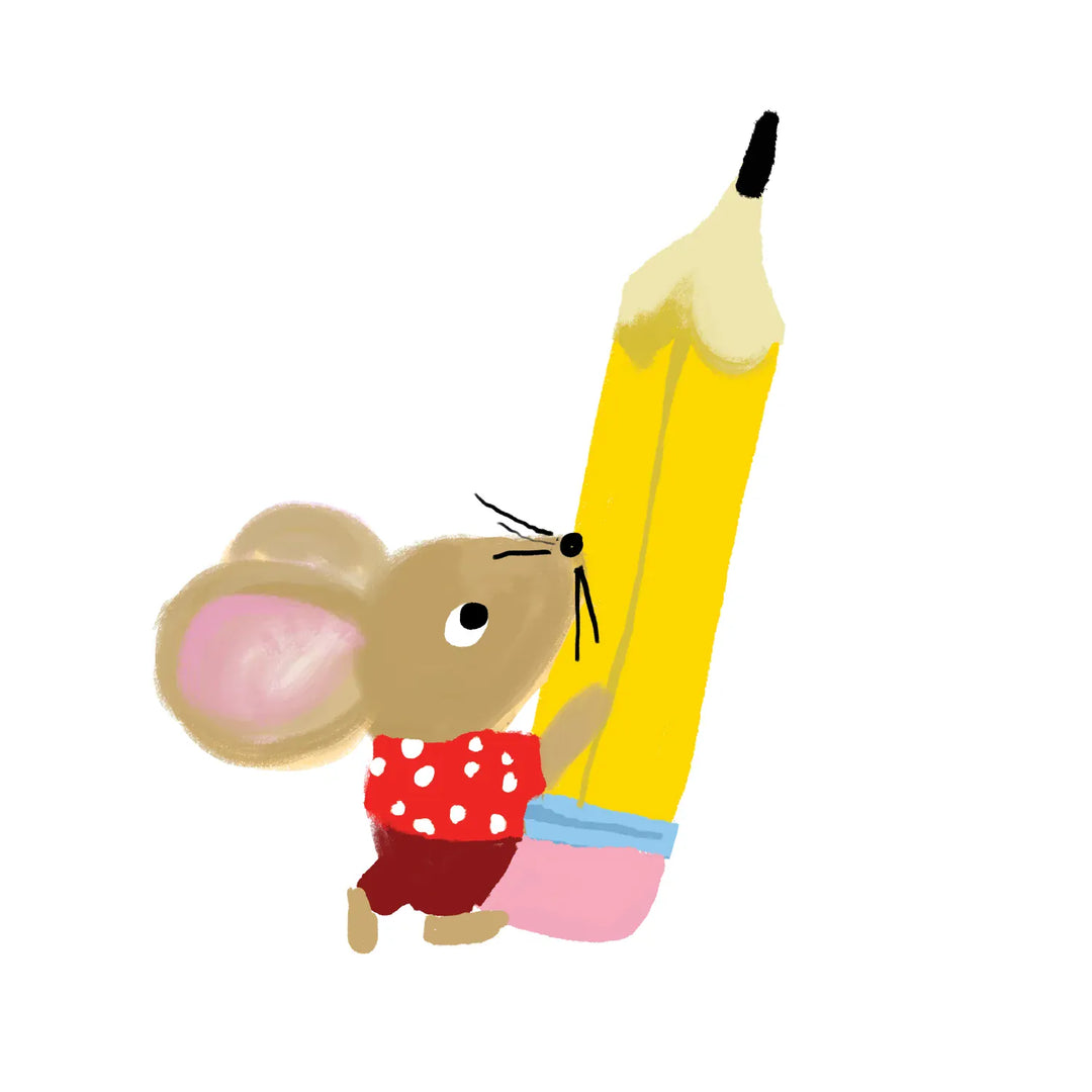 Stationery Store Day Paper Mouse and Pencil Vinyl Sticker
