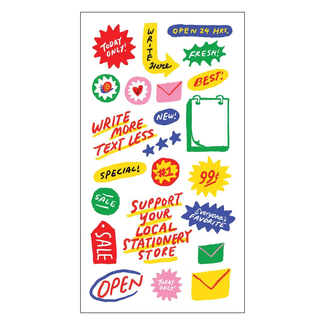 Stationery Store Day Paper Shop Signs Sticker Sheet