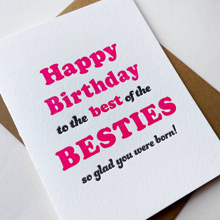 Steel Petal Press Card Bestie Birthday - Letterpress Birthday Greeting Card