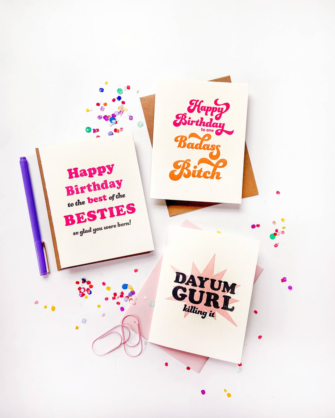 Steel Petal Press Card Bestie Birthday - Letterpress Birthday Greeting Card