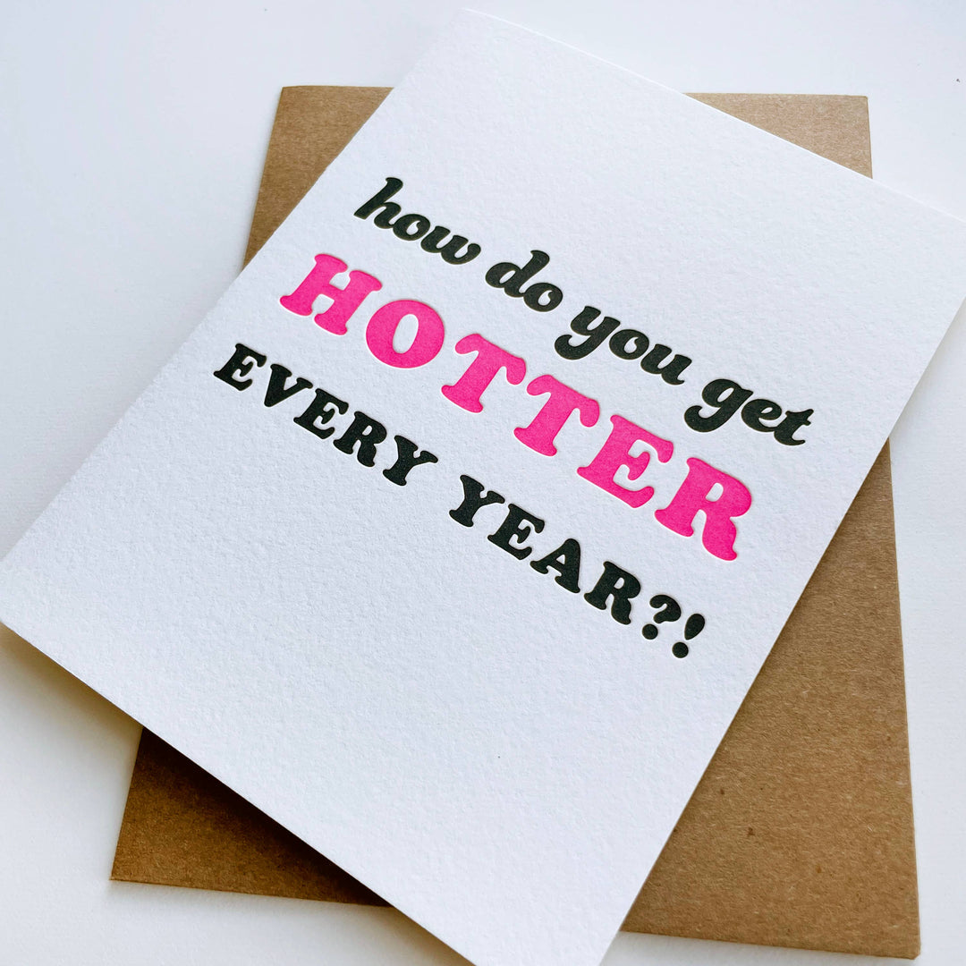 Steel Petal Press Card Hotter Birthday - Letterpress Birthday Card