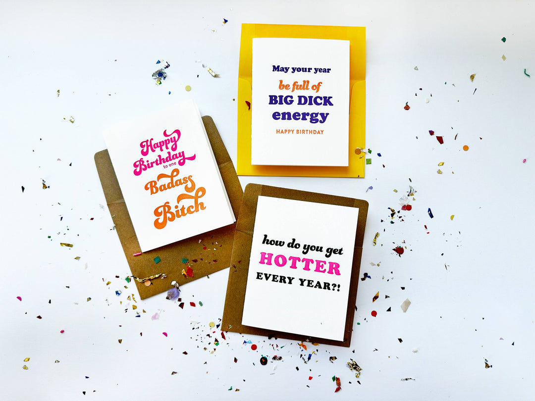 Steel Petal Press Card Hotter Birthday - Letterpress Birthday Card