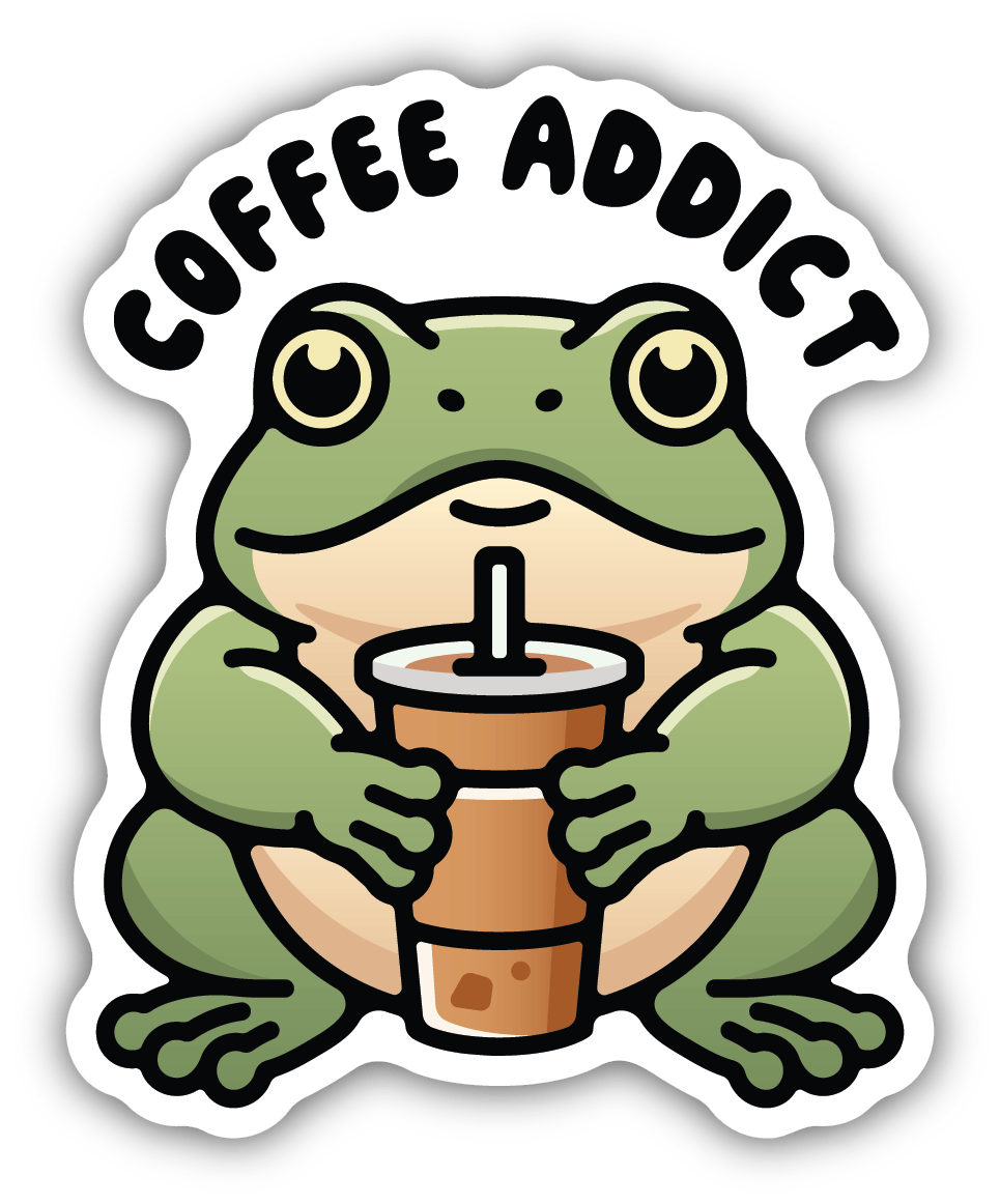 Stickers Northwest Cards Coffee Addict Frog Sticker
