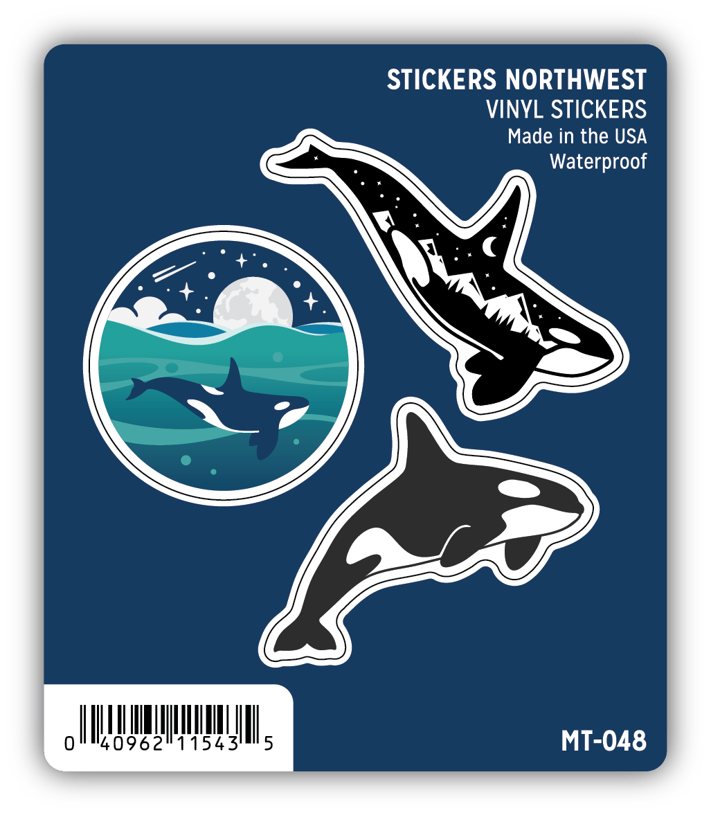 Stickers Northwest Cards Orca Whale Mini Trio Sticker Sheet