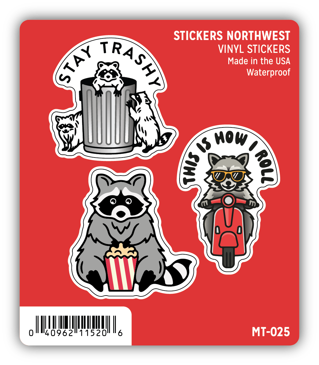 Stickers Northwest Cards Raccoon Mini Trio Sticker Sheet