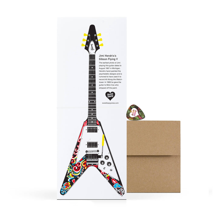 Sweet Bippy Press Card Famous Guitar Series — Hendrix Greeting Card