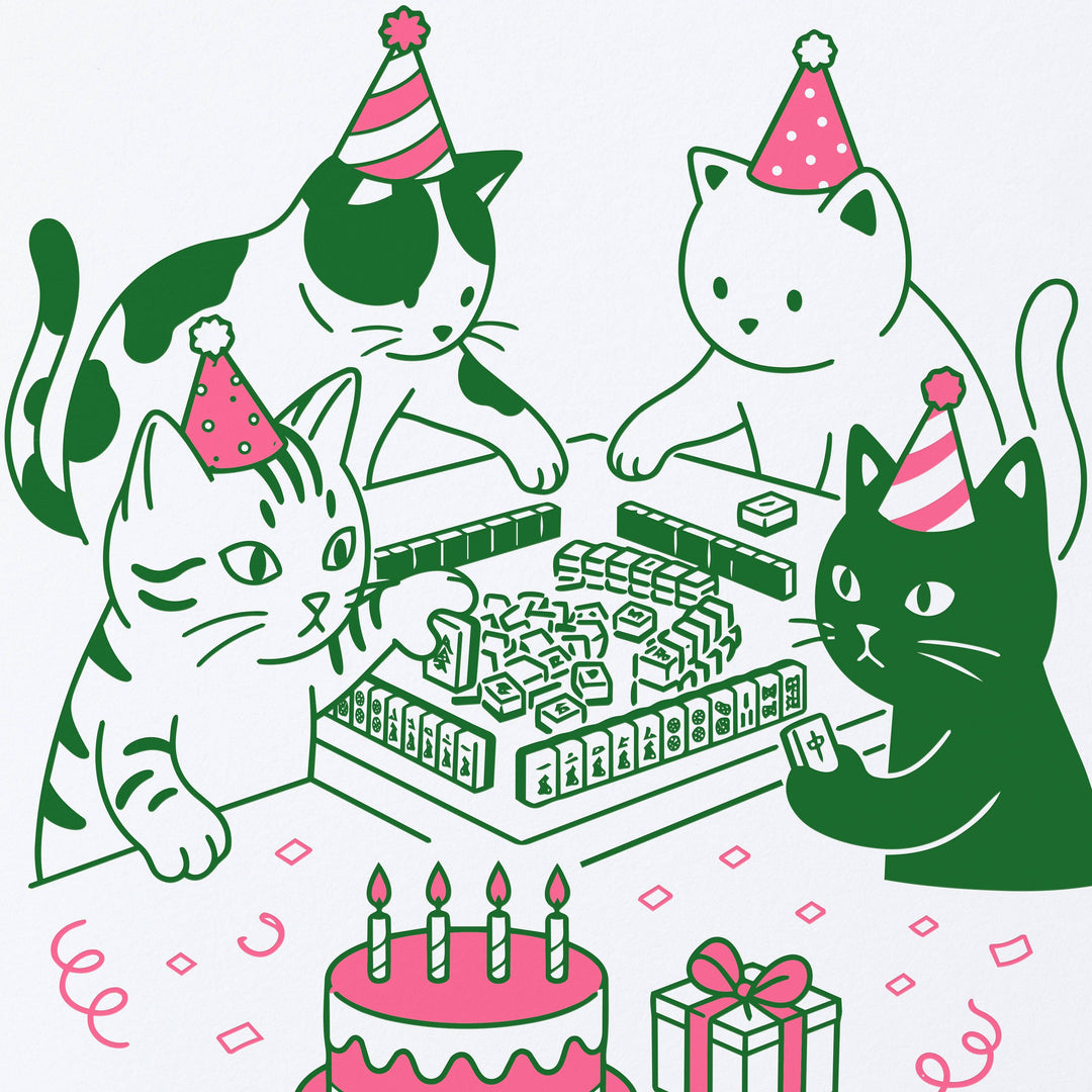 Sweet Bippy Press Cards Mahjong Birthday Cats