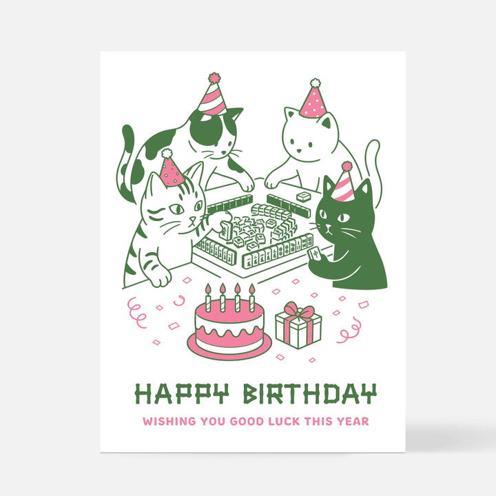Sweet Bippy Press Cards Mahjong Birthday Cats