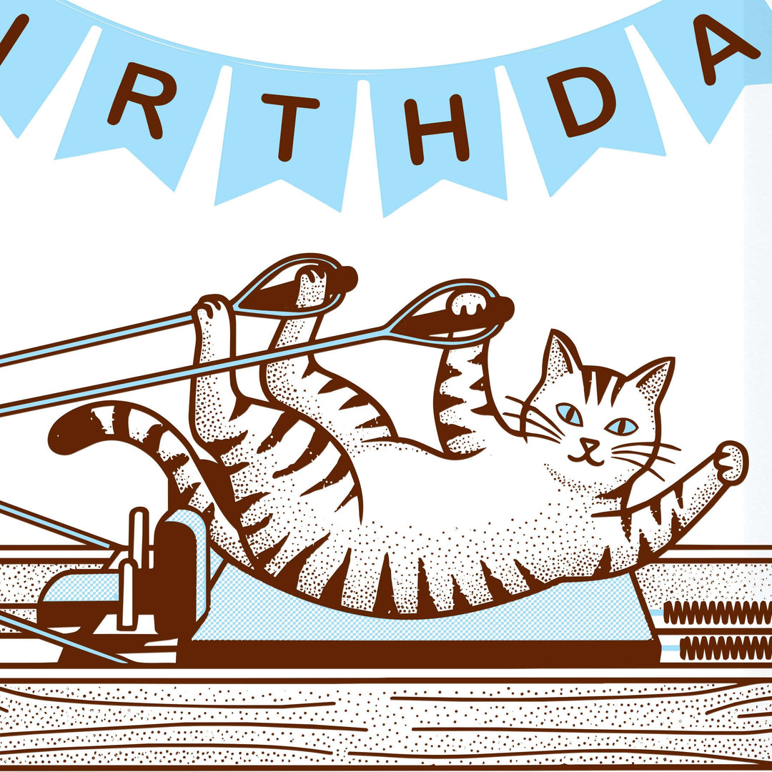 Sweet Bippy Press Cards Pilates Birthday Cat