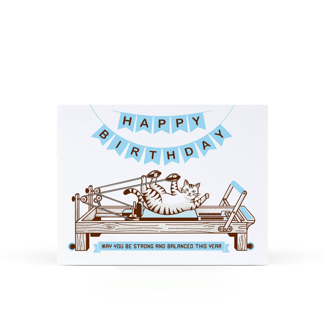 Sweet Bippy Press Cards Pilates Birthday Cat