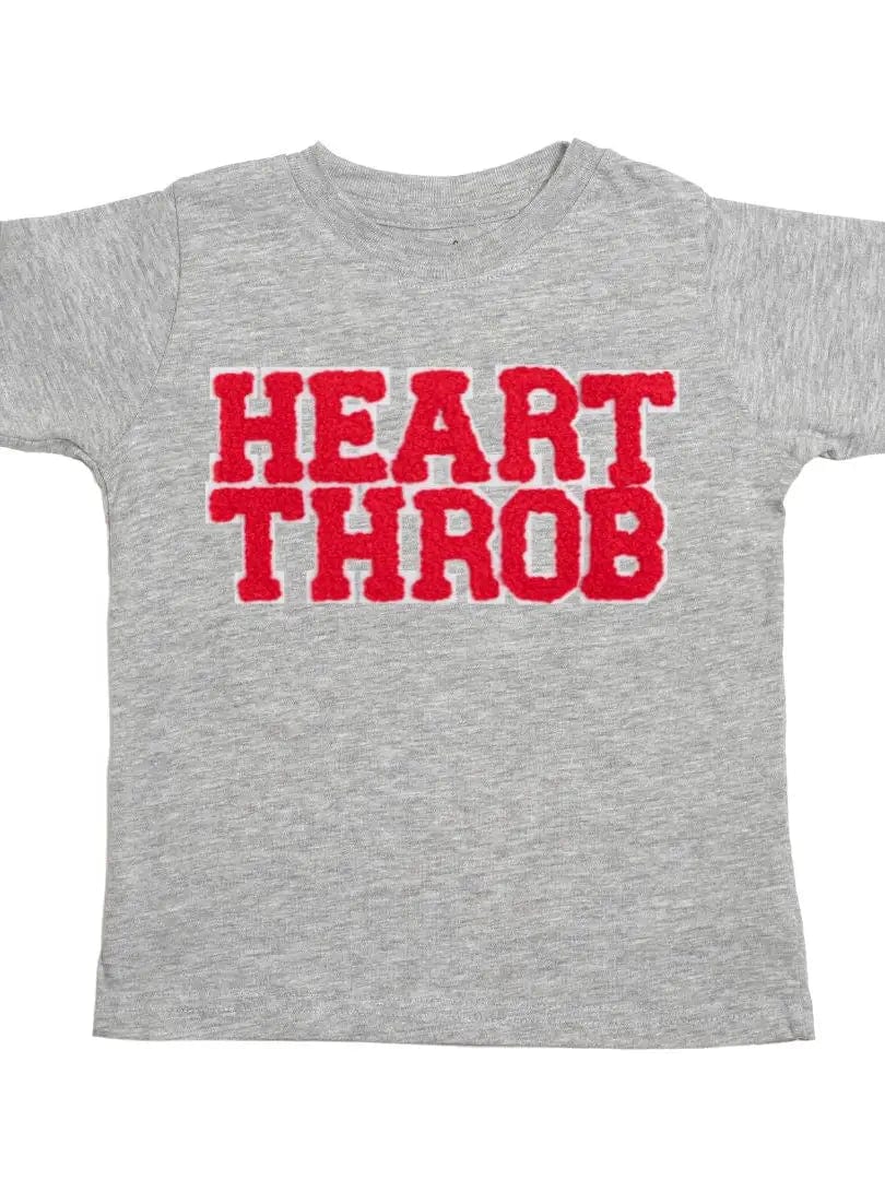 Sweet Wink Baby & Toddler Tops 12-18m Heart Throb Patch Valentine's Day Short Sleeve T-Shirt - Gray