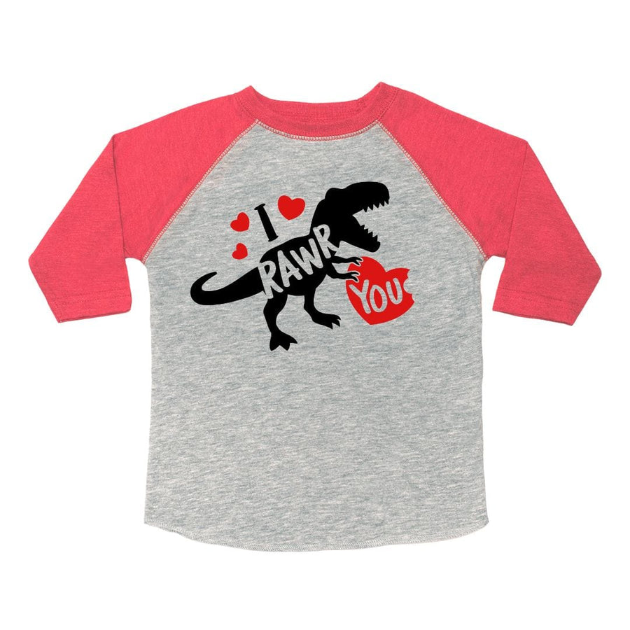 Sweet Wink Baby & Toddler Tops 2T I Rawr You Valentine's Day 3/4 Shirt - Heather/Red