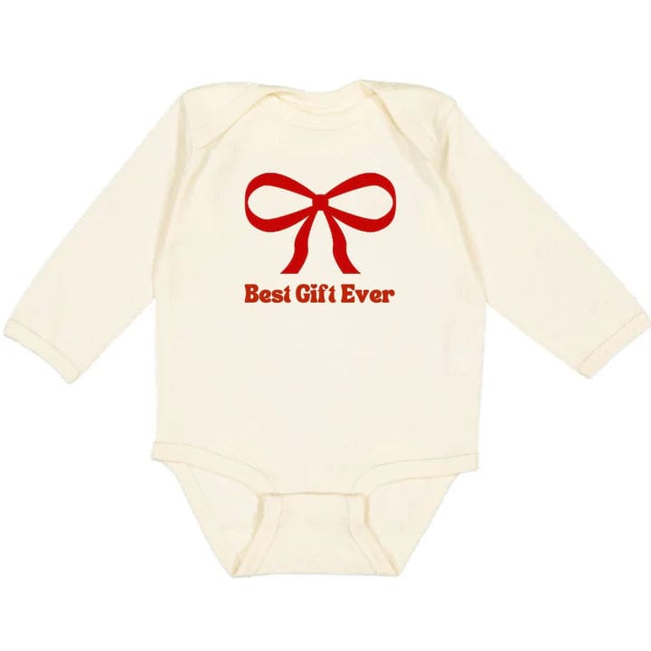 Sweet Wink Bodysuit 0-3m Best Gift Ever Christmas Long Sleeve Bodysuit - Natural