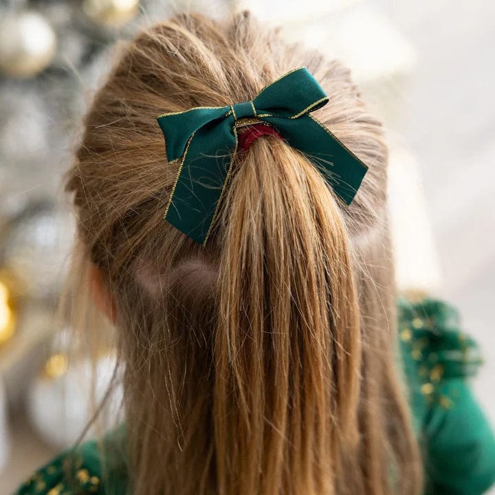 Sweet Wink Bow Emerald Coquette Christmas Bow Clip