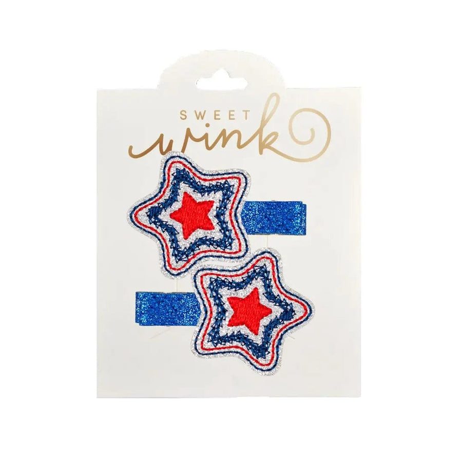 Sweet Wink Hair Clip Sparkle Star Clip Set - 4th of July