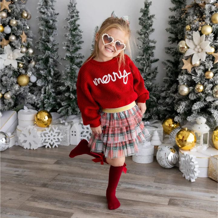 Sweet Wink Sweater Merry Christmas Yarn Knit Sweater