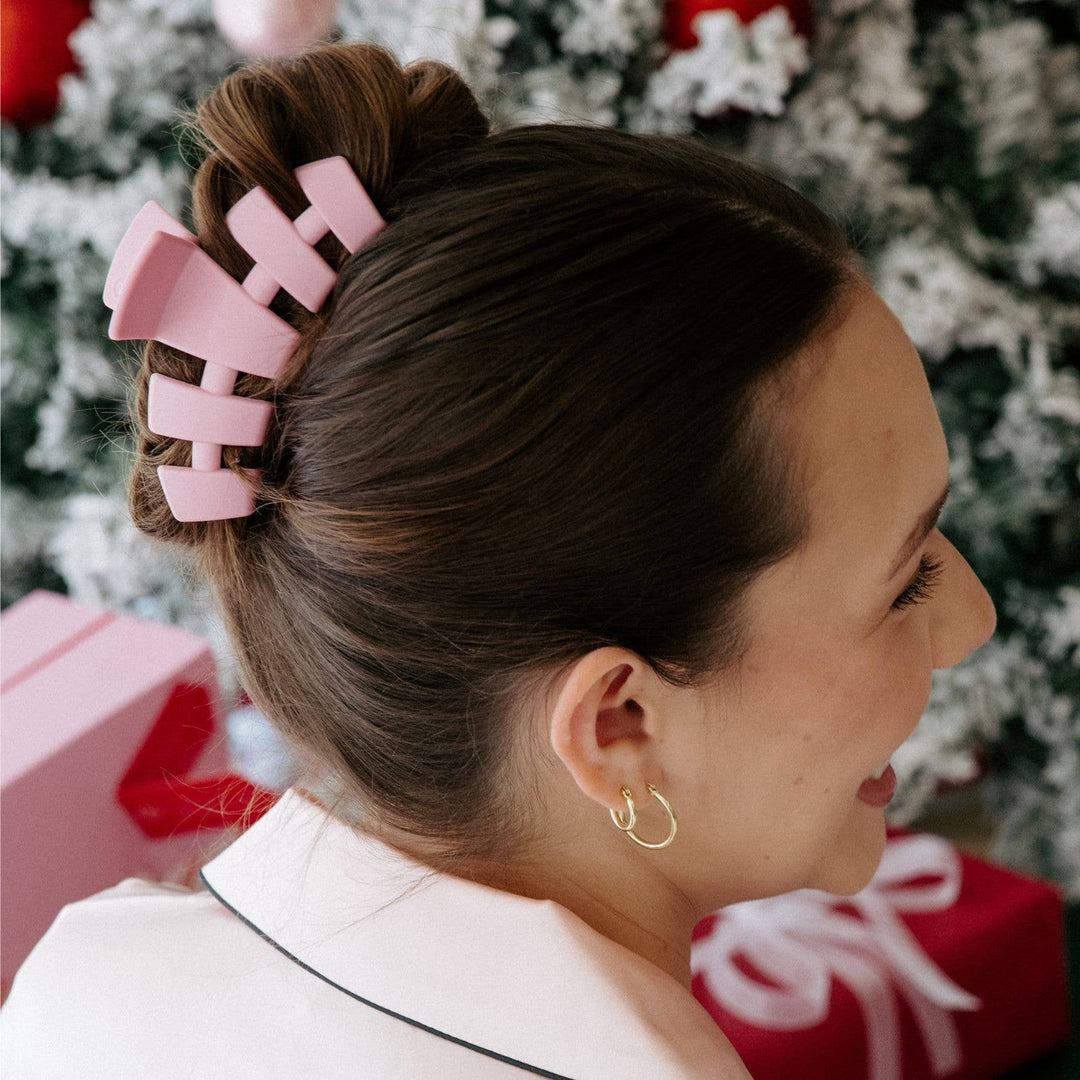 TELETIES Fashion Classic Hair Clip | Large | Merry Pinkmas