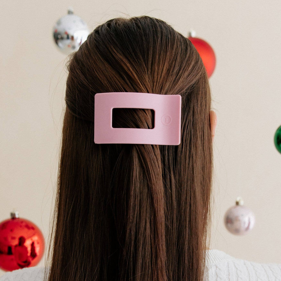 TELETIES Fashion Flat Rectangle Hair Clip | Medium | Merry Pinkmas