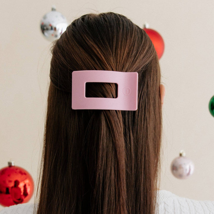 TELETIES Fashion Flat Rectangle Hair Clip | Medium | Merry Pinkmas