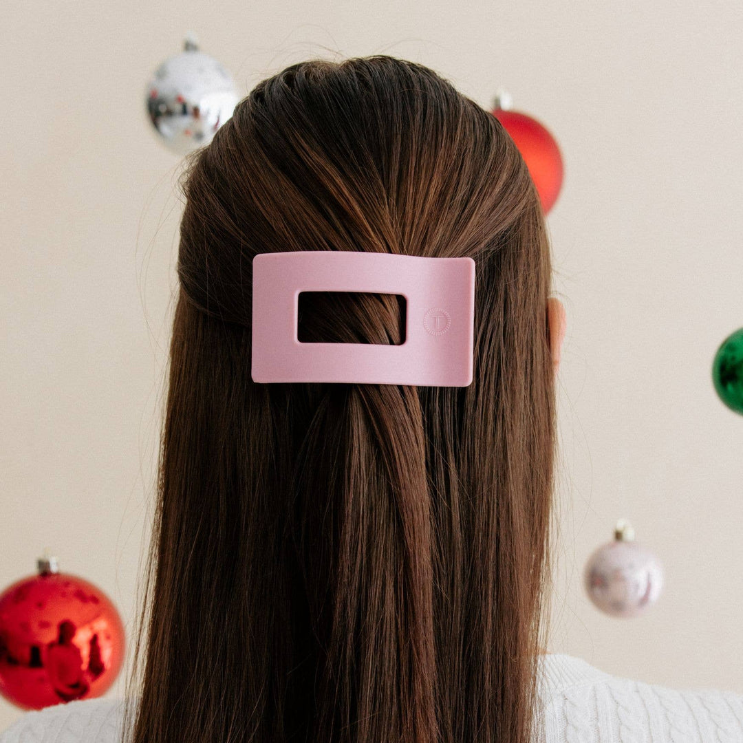 TELETIES Fashion Flat Rectangle Hair Clip | Small | Merry Pinkmas