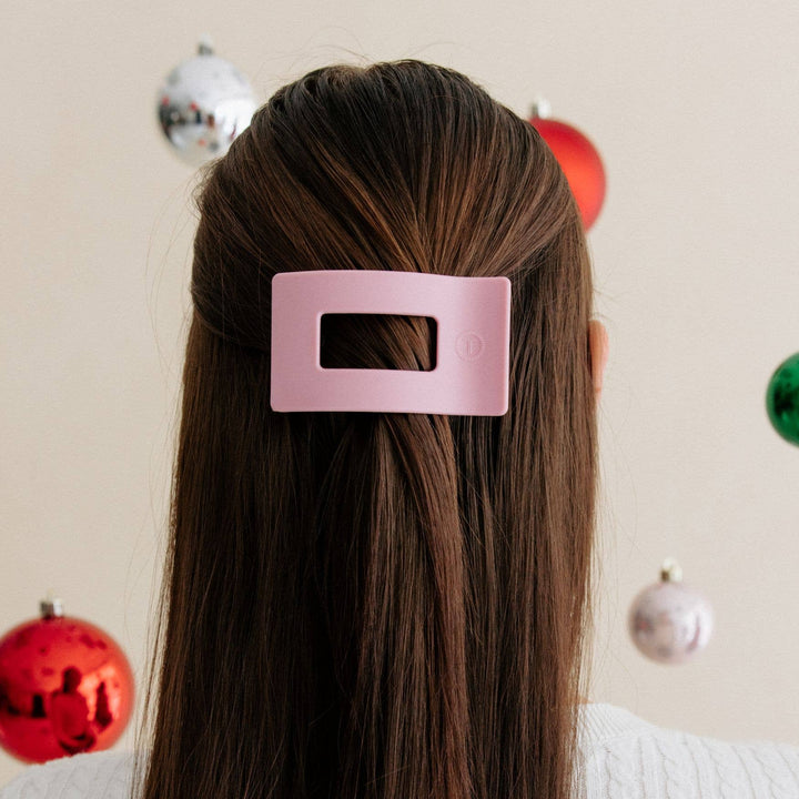 TELETIES Fashion Flat Rectangle Hair Clip | Small | Merry Pinkmas