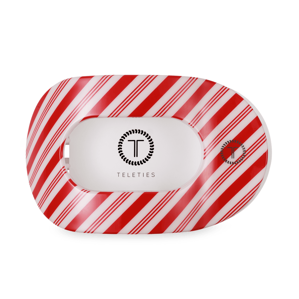 TELETIES Fashion Flat Round Hair Clip | Large | Candy Cane Crush