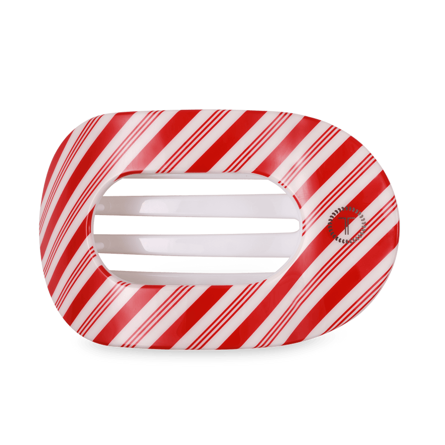 TELETIES Fashion Flat Round Hair Clip | Large | Candy Cane Crush