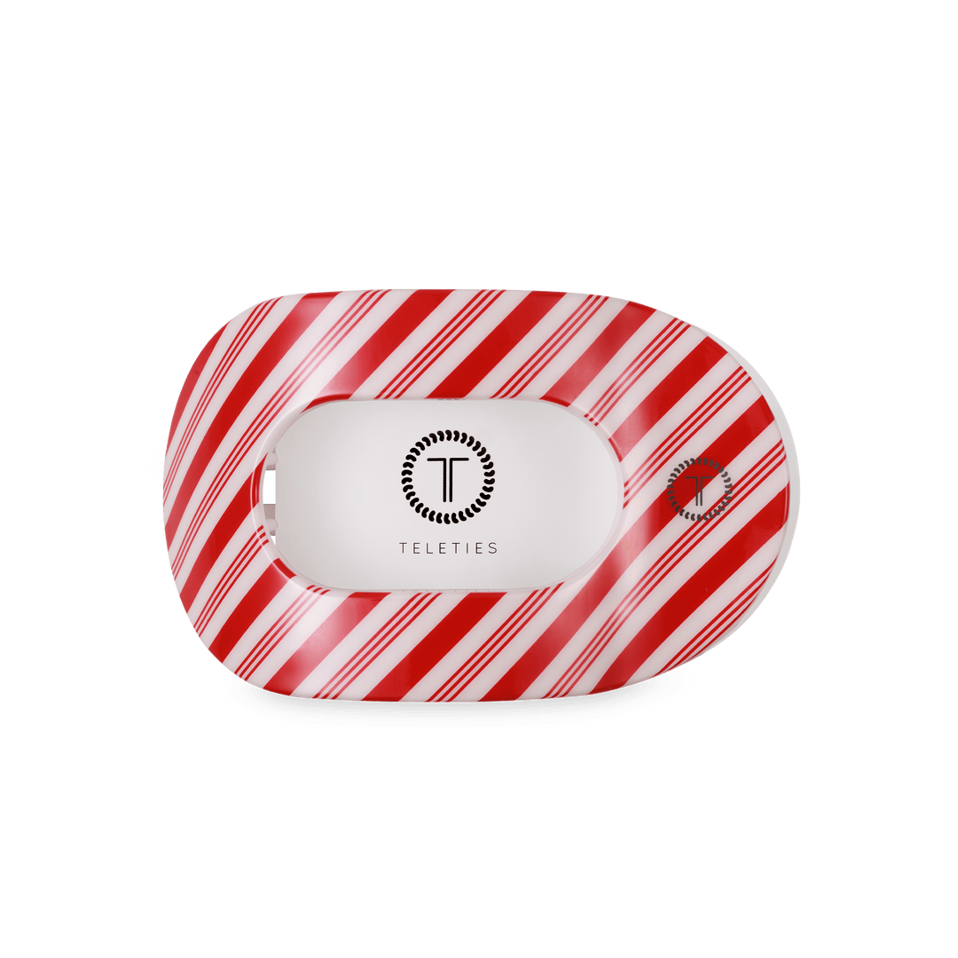 TELETIES Fashion Flat Round Hair Clip | Medium | Candy Cane Crush