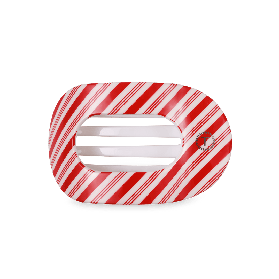 TELETIES Fashion Flat Round Hair Clip | Medium | Candy Cane Crush