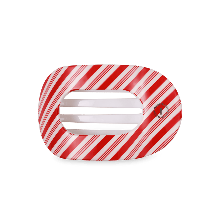 TELETIES Fashion Flat Round Hair Clip | Medium | Candy Cane Crush