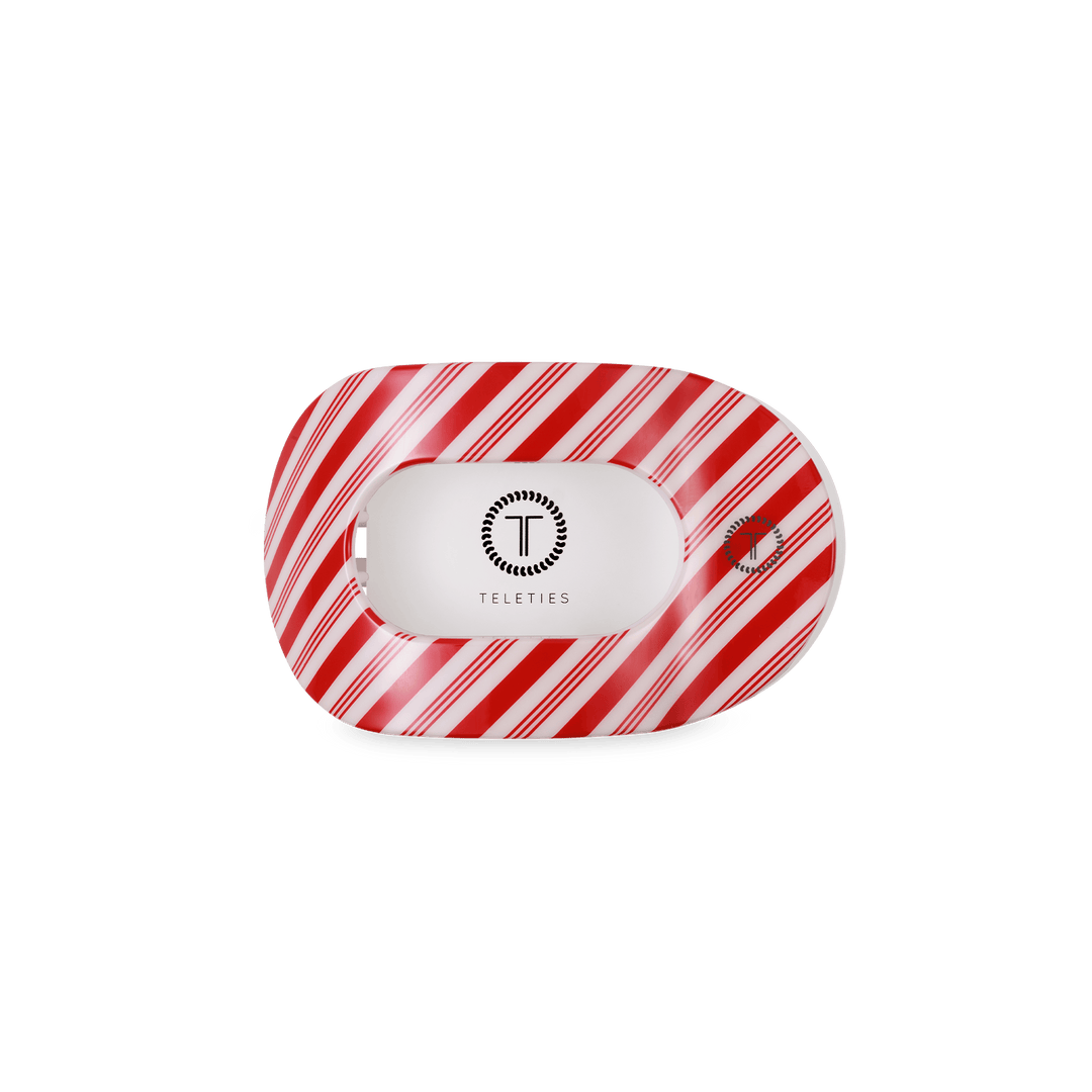 TELETIES Fashion Flat Round Hair Clip | Small | Candy Cane Crush