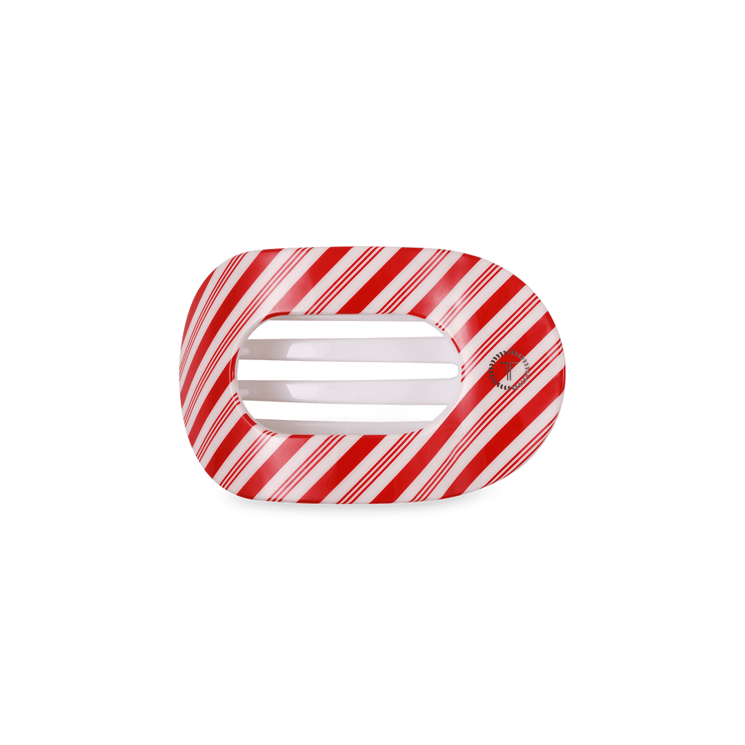 TELETIES Fashion Flat Round Hair Clip | Small | Candy Cane Crush