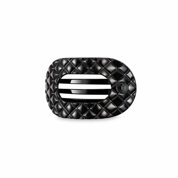 Teleties Fashion Jet Black Quilted Teleties Small Flat Round Hair Clips