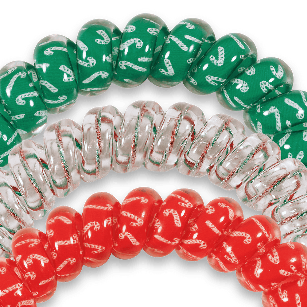 TELETIES Fashion Spiral Hair Coils | Large | Hooked on Christmas Hair Ties