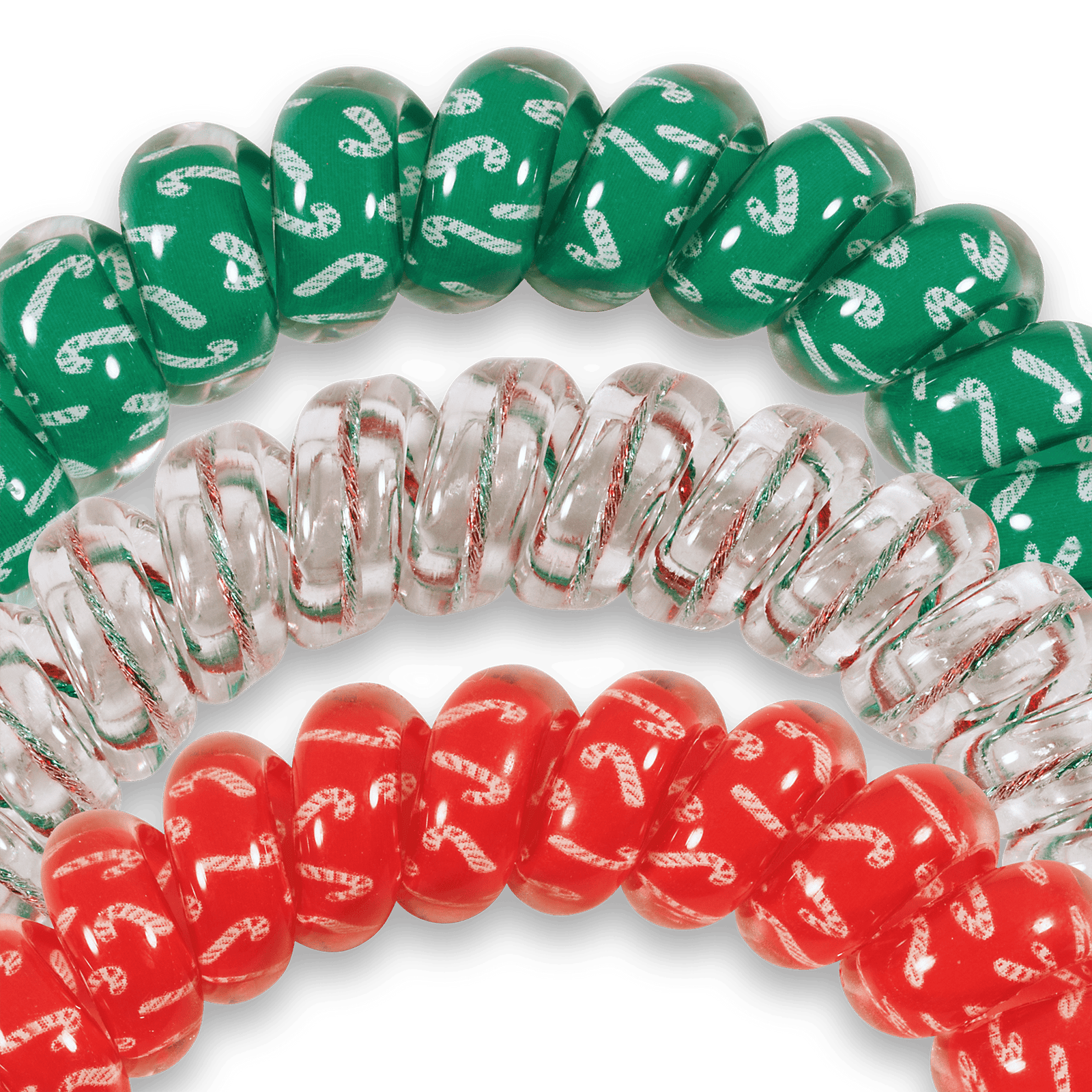 TELETIES Fashion Spiral Hair Coils | Large | Hooked on Christmas Hair Ties