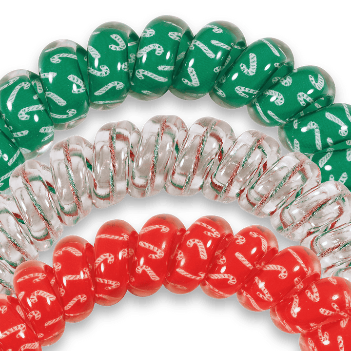 TELETIES Fashion Spiral Hair Coils | Large | Hooked on Christmas Hair Ties