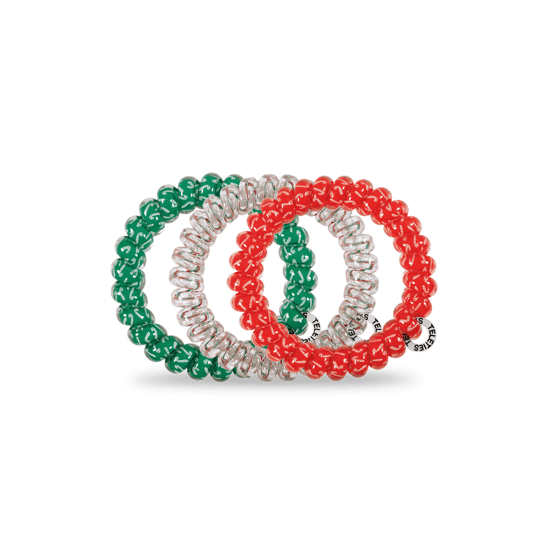 TELETIES Fashion Spiral Hair Coils | Large | Hooked on Christmas Hair Ties