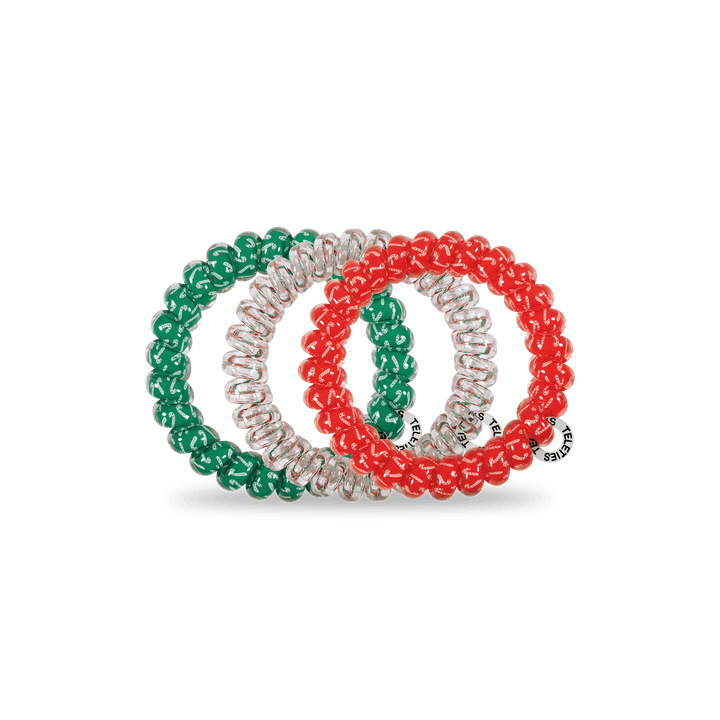 TELETIES Fashion Spiral Hair Coils | Large | Hooked on Christmas Hair Ties