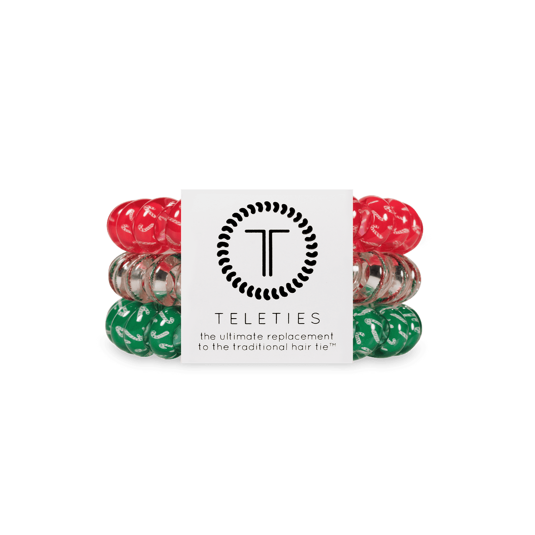TELETIES Fashion Spiral Hair Coils | Large | Hooked on Christmas Hair Ties