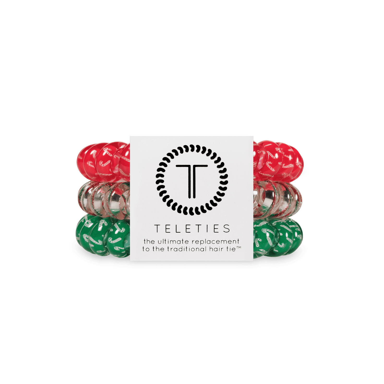 TELETIES Fashion Spiral Hair Coils | Large | Hooked on Christmas Hair Ties