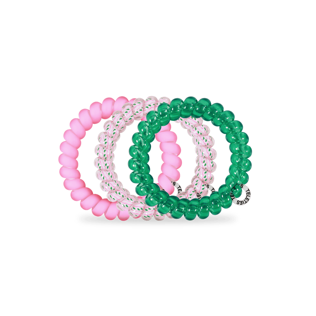 TELETIES Fashion Spiral Hair Coils | Large | Merry Pinkmas Hair Ties