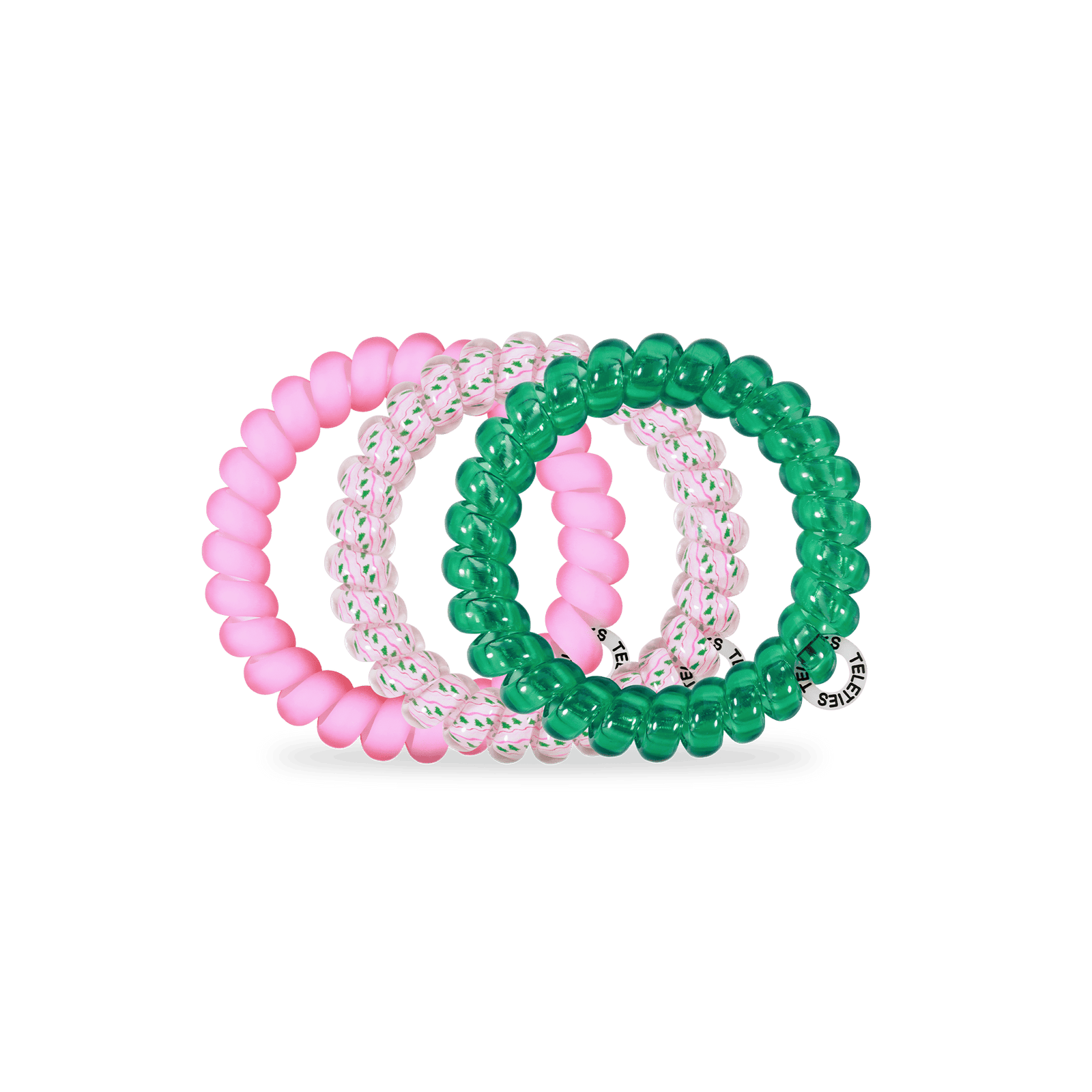 TELETIES Fashion Spiral Hair Coils | Large | Merry Pinkmas Hair Ties