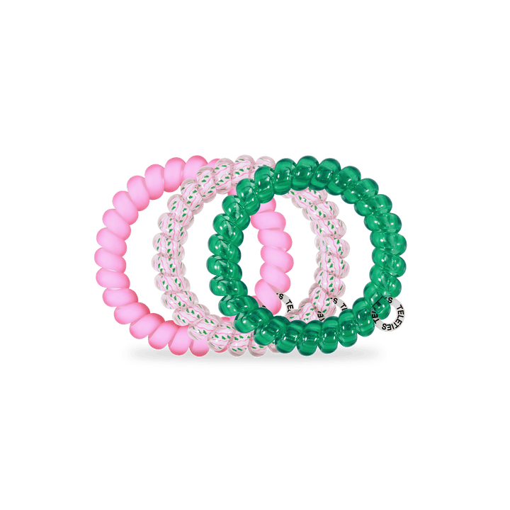 TELETIES Fashion Spiral Hair Coils | Large | Merry Pinkmas Hair Ties