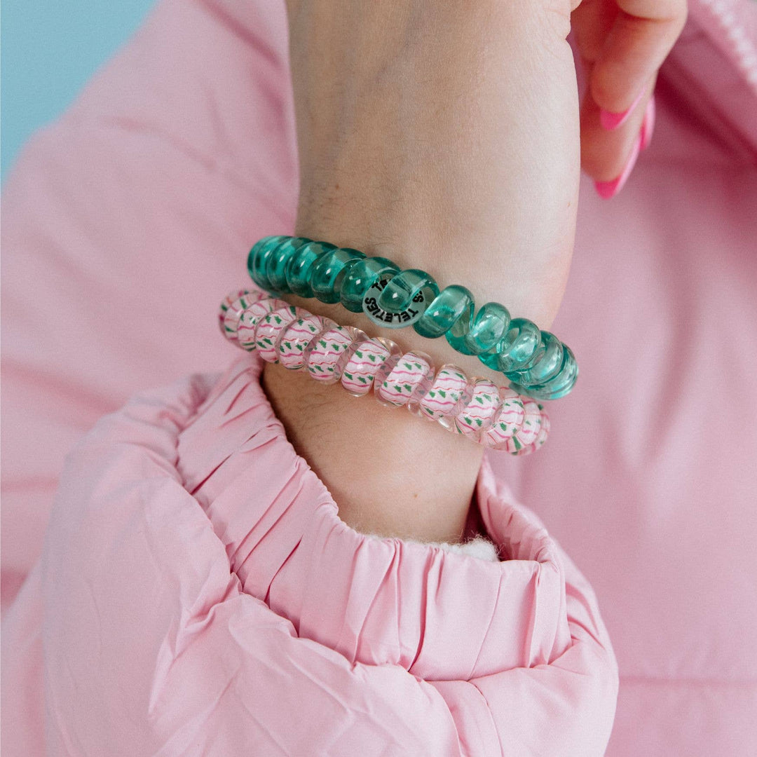 TELETIES Fashion Spiral Hair Coils | Large | Merry Pinkmas Hair Ties