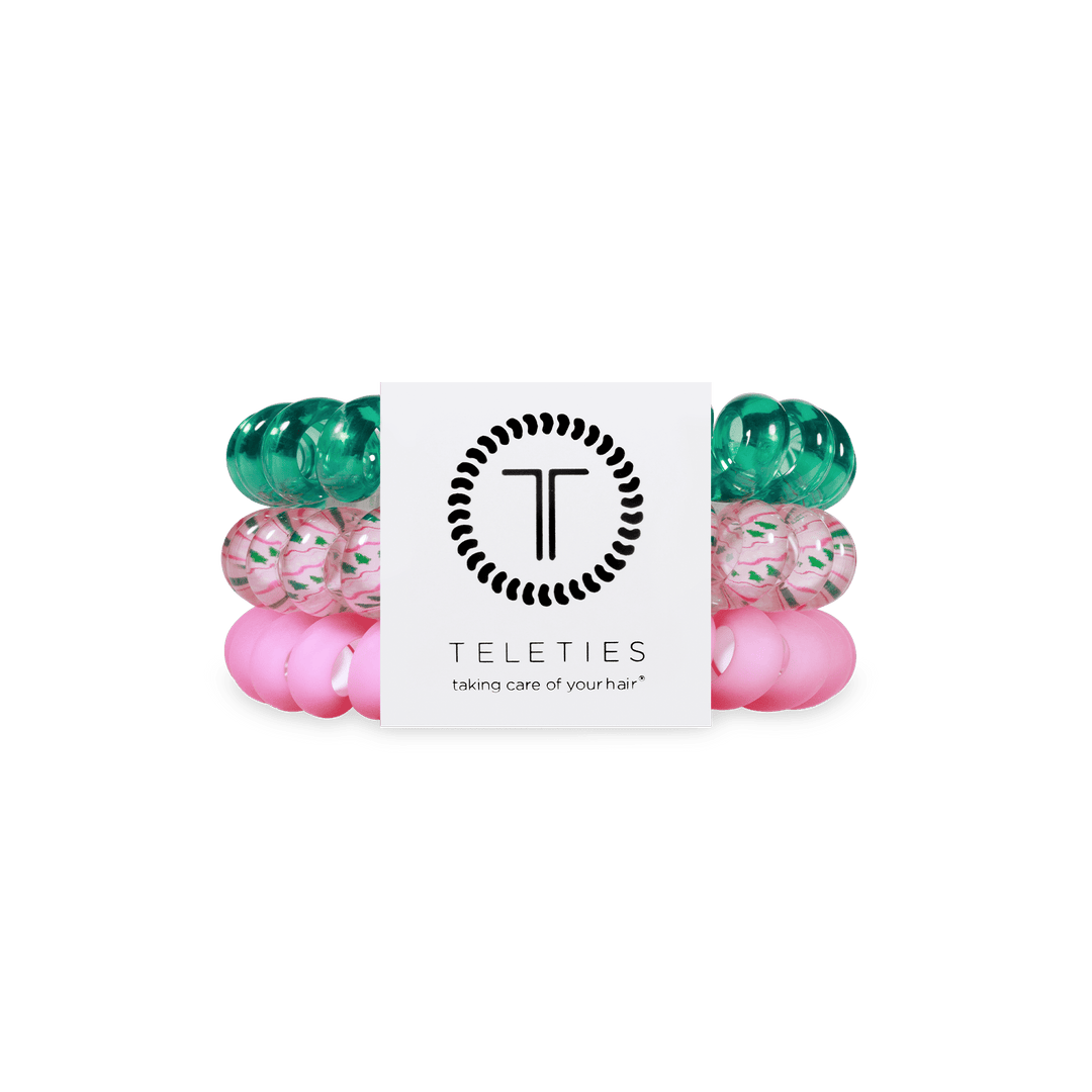 TELETIES Fashion Spiral Hair Coils | Large | Merry Pinkmas Hair Ties