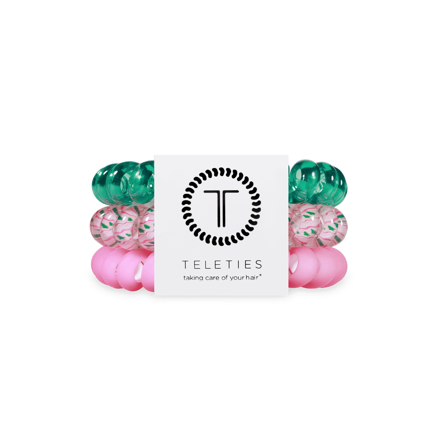 TELETIES Fashion Spiral Hair Coils | Large | Merry Pinkmas Hair Ties