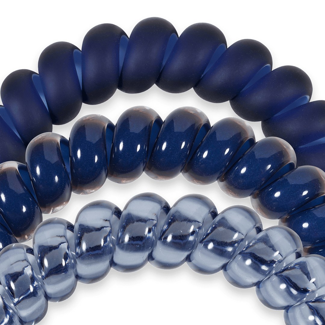 TELETIES Fashion Spiral Hair Coils | Large | Nightfall Navy Hair Ties