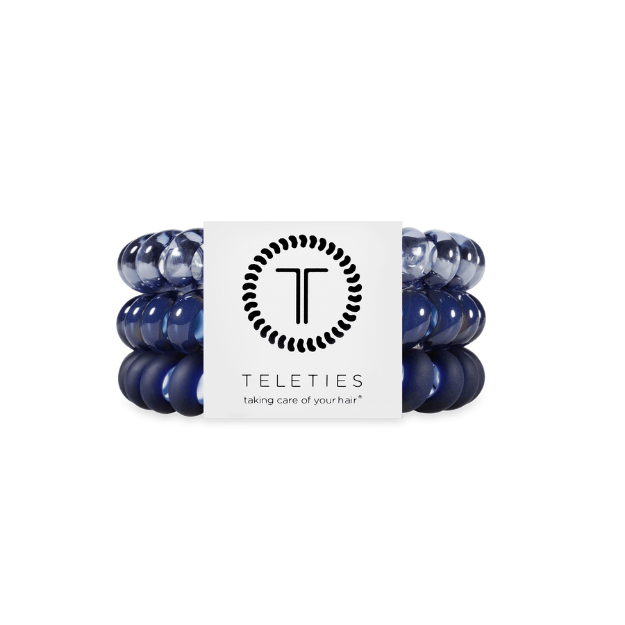 TELETIES Fashion Spiral Hair Coils | Large | Nightfall Navy Hair Ties